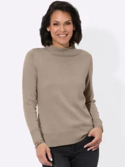 Stehkragenpullover mit Ripp-Abschlüssen