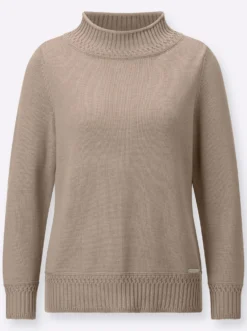 Stehkragenpullover mit Ripp-Abschlüssen