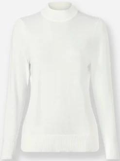 Stehkragenpullover mit Ripp-Abschlüssen