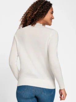 Stehkragenpullover mit Ripp-Abschlüssen