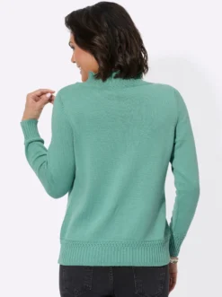 Stehkragenpullover mit Ripp-Abschlüssen