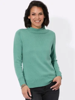 Stehkragenpullover mit Ripp-Abschlüssen