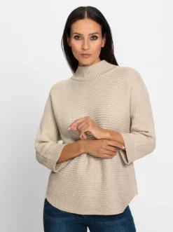 Stehkragenpullover mit Rippenstrick