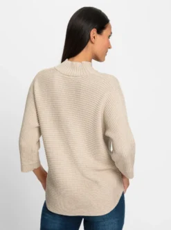 Stehkragenpullover mit Rippenstrick