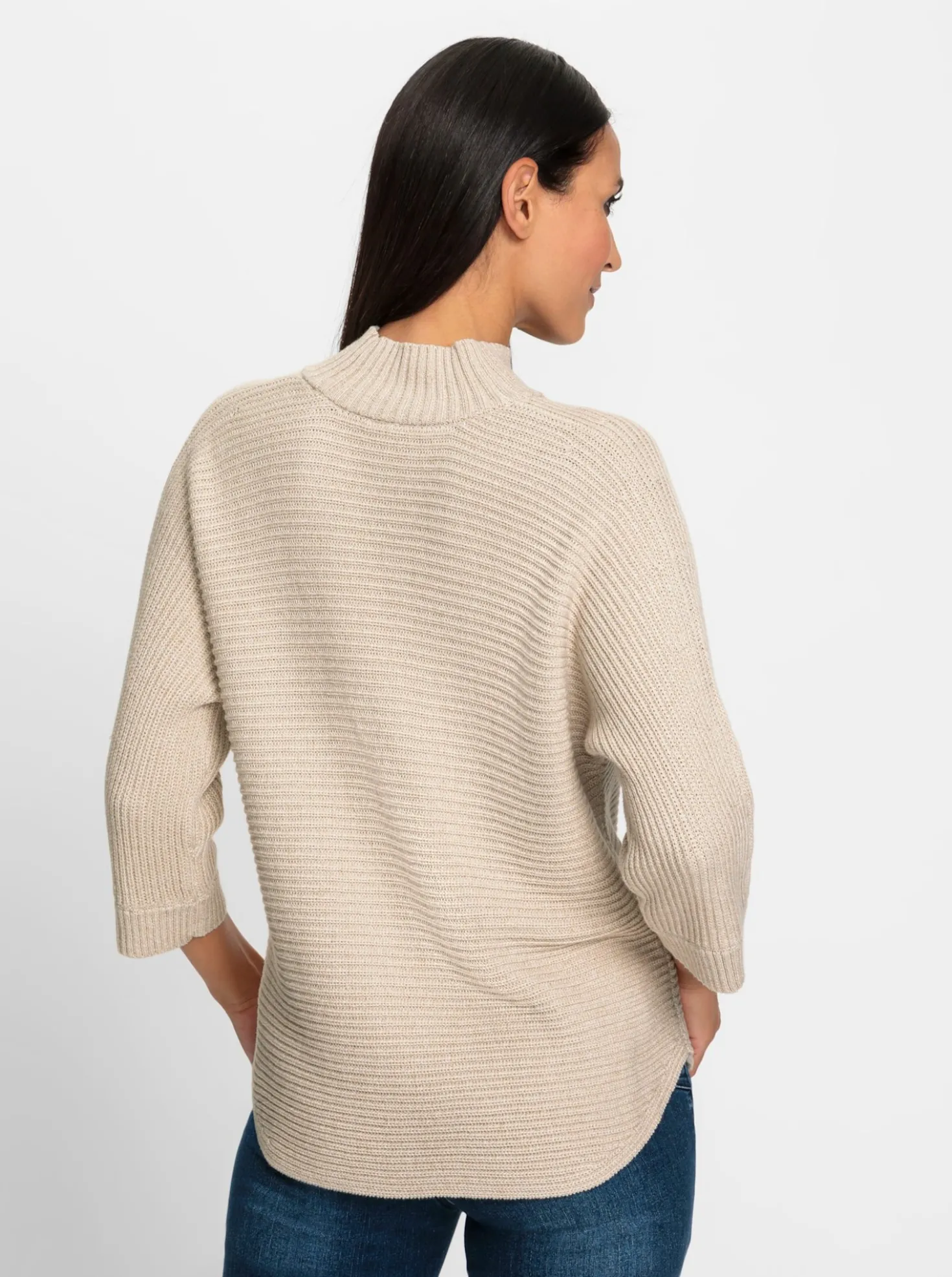 Stehkragenpullover mit Rippenstrick