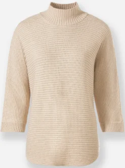 Stehkragenpullover mit Rippenstrick