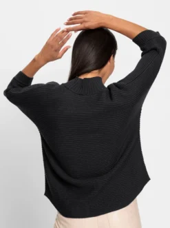 Stehkragenpullover mit Rippenstrick