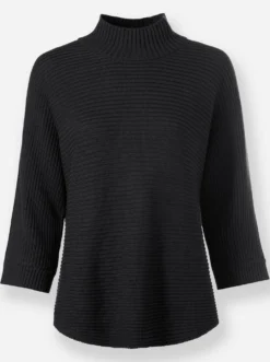 Stehkragenpullover mit Rippenstrick