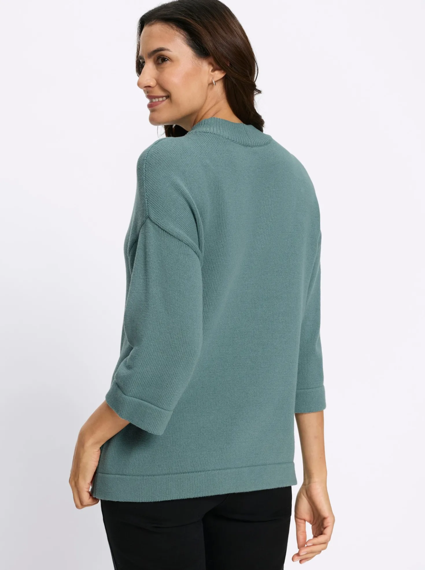 Stehkragenpullover mit 3/4-Ärmeln