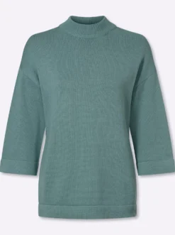 Stehkragenpullover mit 3/4-Ärmeln