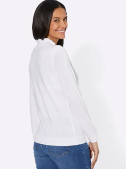 Stehkragenpullover mit Rüschen-Ausschnitt