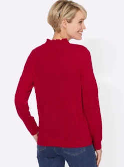 Stehkragenpullover mit Rüschen-Ausschnitt