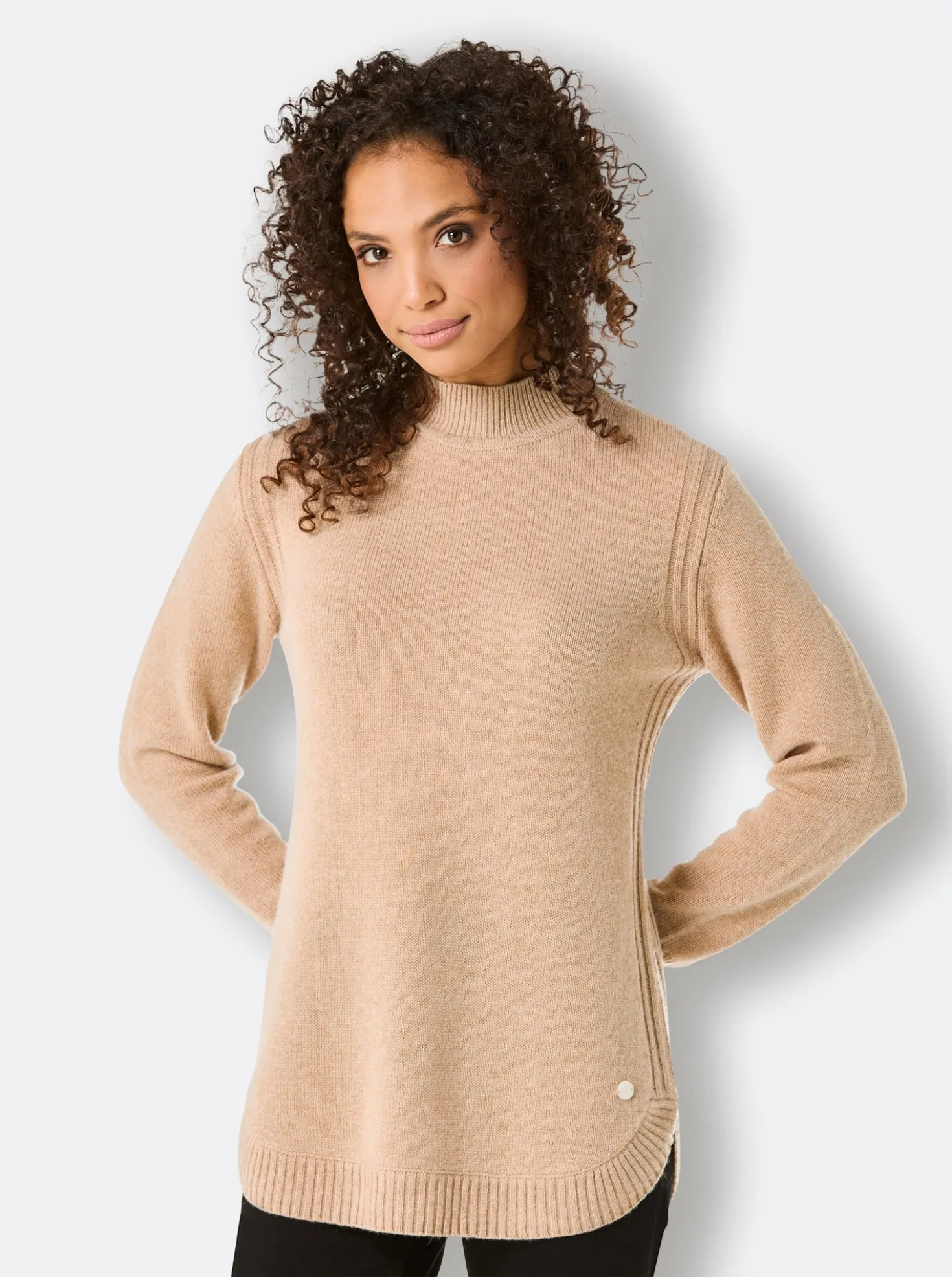 Stehkragenpullover Mit seitlichen Einsätzen