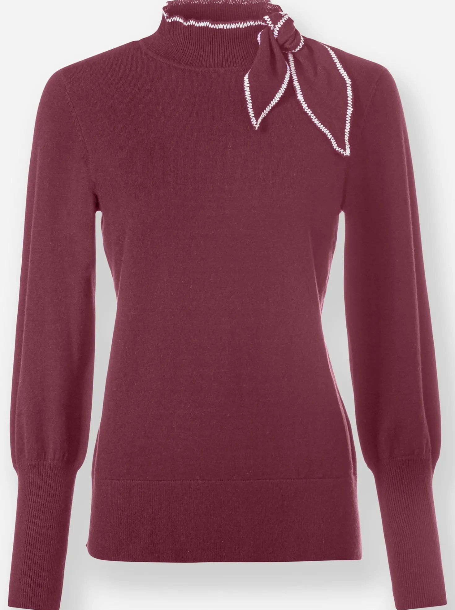 Stehkragenpullover mit seitlicher Schluppe