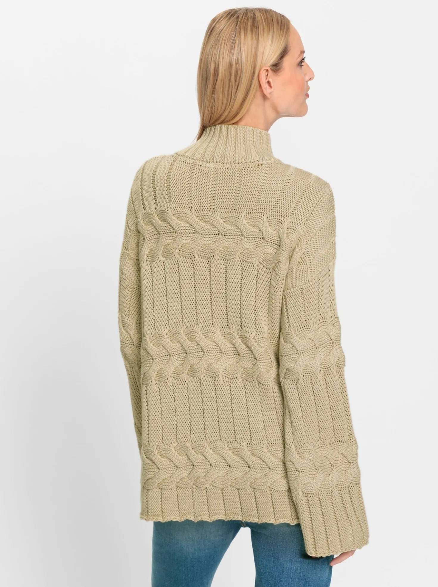 Stehkragenpullover mit Strickmuster-Mix