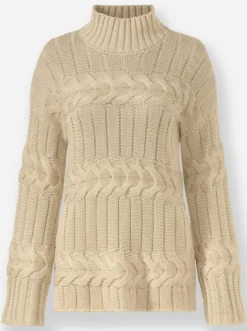 Stehkragenpullover mit Strickmuster-Mix