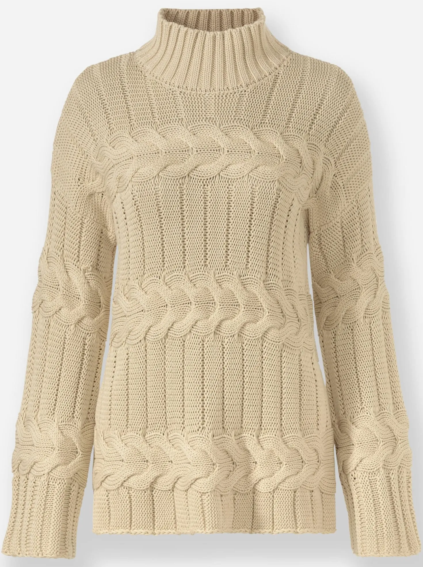 Stehkragenpullover mit Strickmuster-Mix