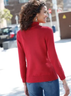 Stehkragenpullover mit Strickmuster