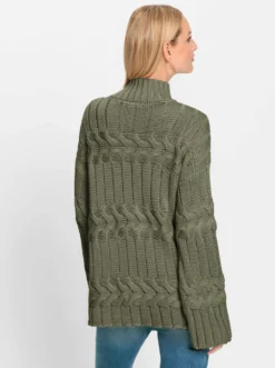 Stehkragenpullover mit Strickmuster-Mix