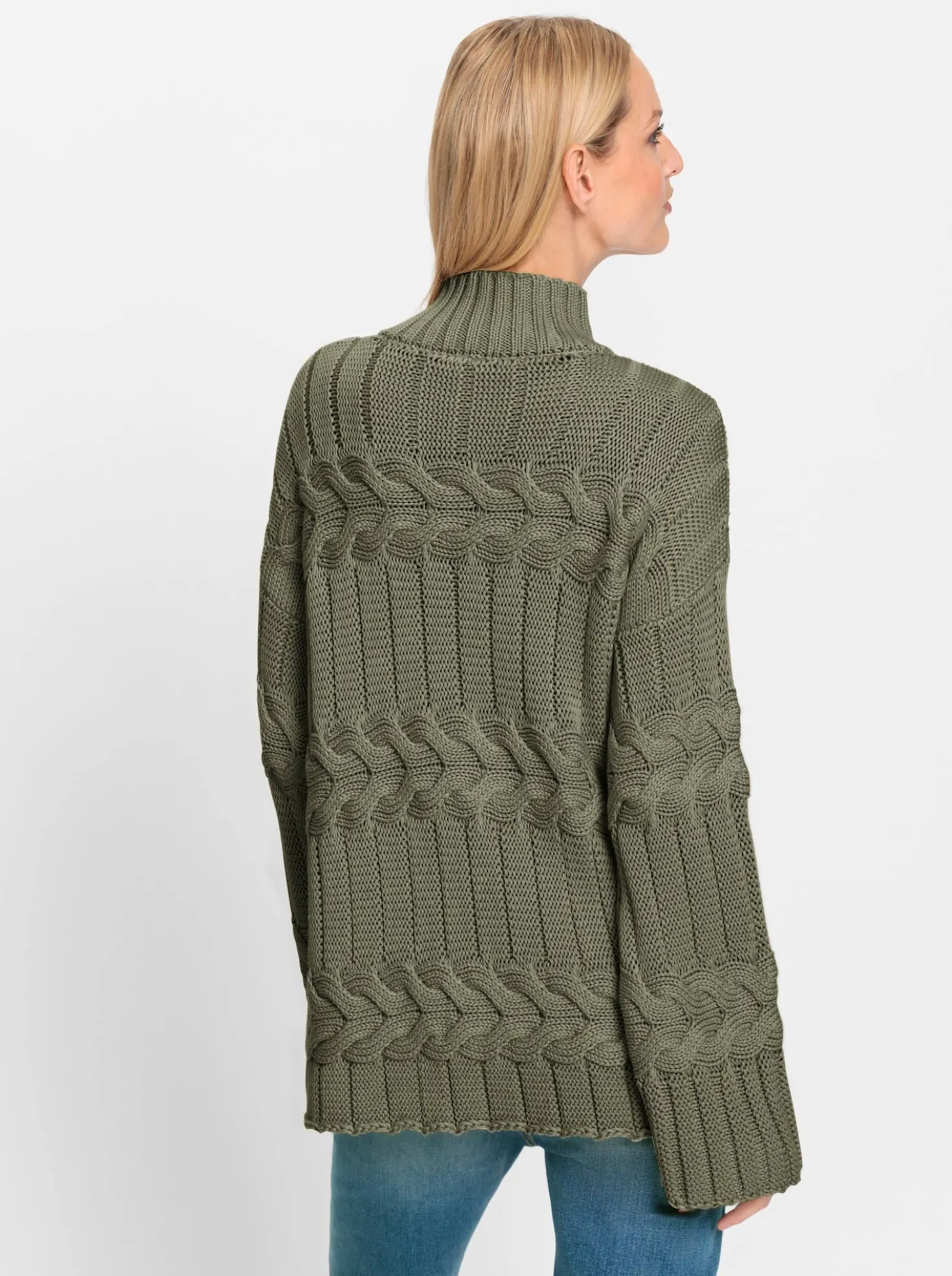 Stehkragenpullover mit Strickmuster-Mix