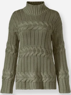 Stehkragenpullover mit Strickmuster-Mix