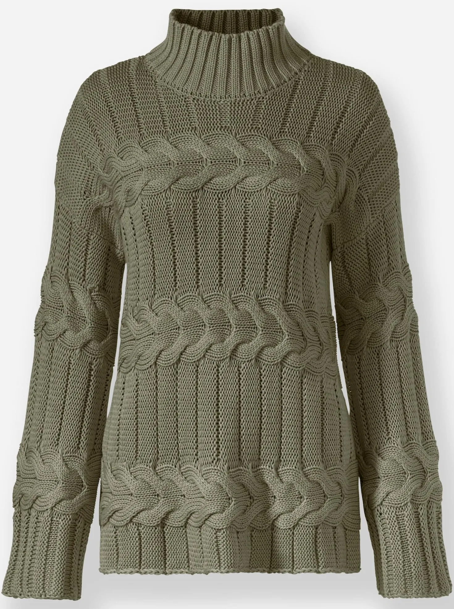 Stehkragenpullover mit Strickmuster-Mix
