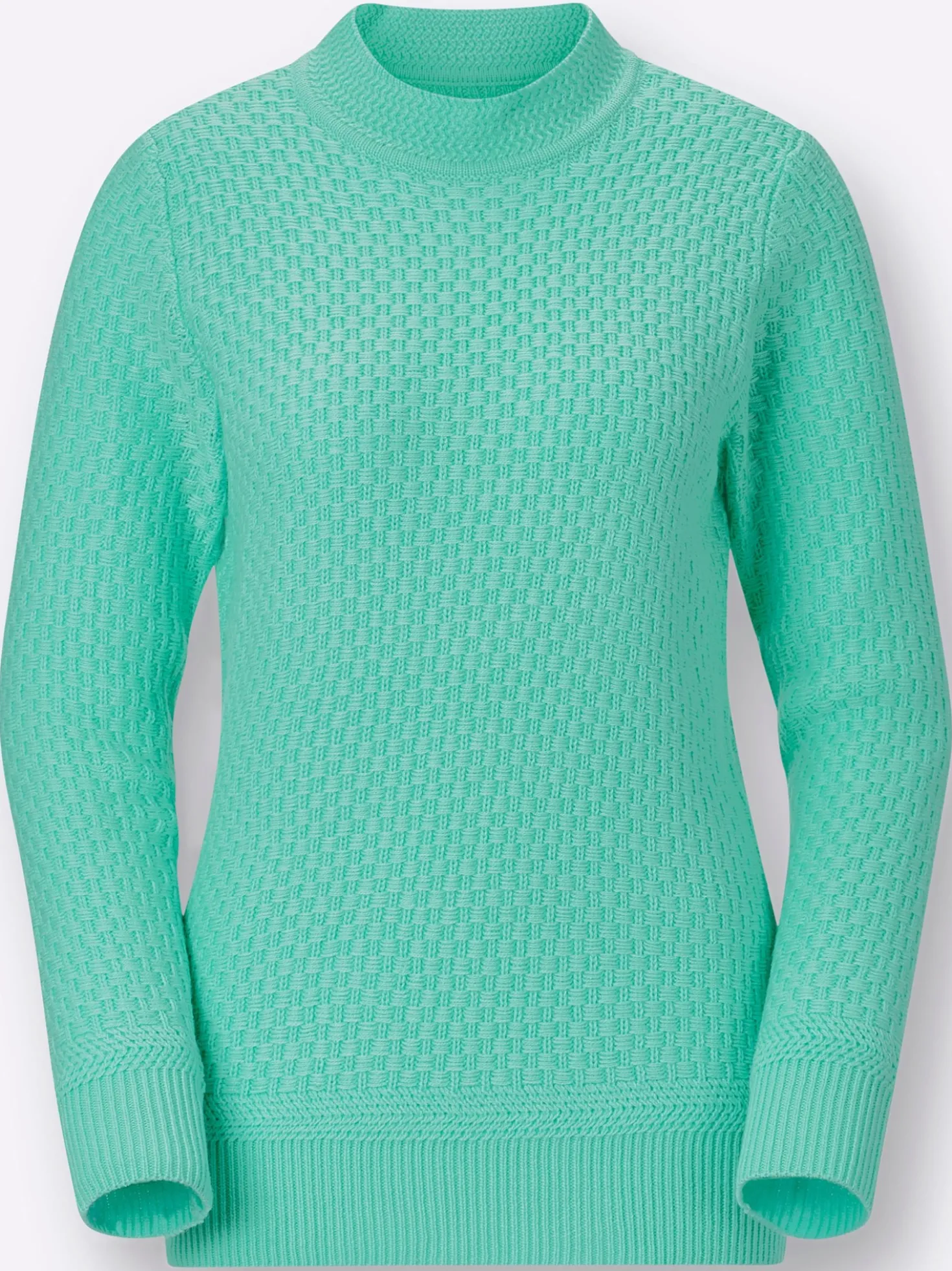 Stehkragenpullover mit Struktur-Muster