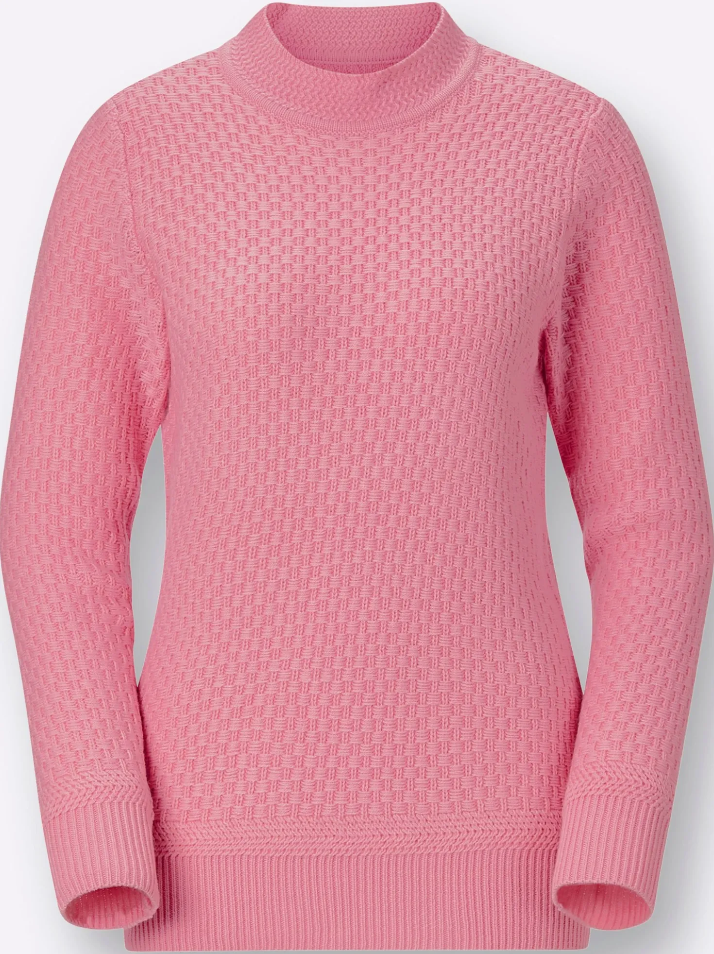 Stehkragenpullover mit Struktur-Muster