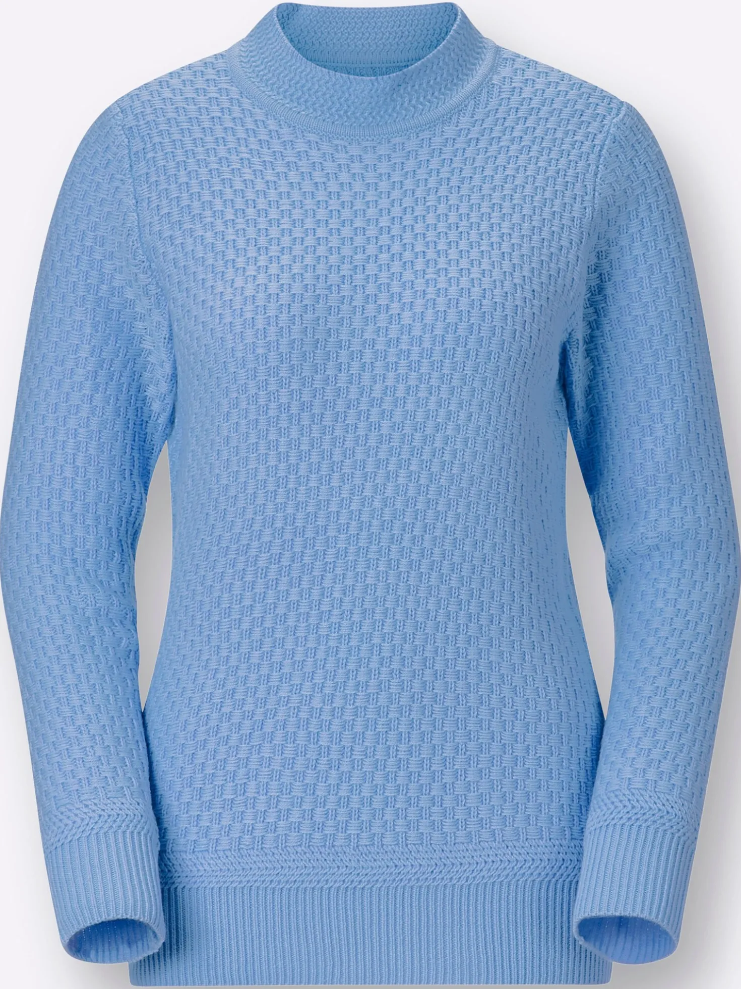 Stehkragenpullover mit Struktur-Muster