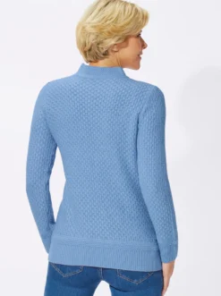Stehkragenpullover mit Struktur-Muster
