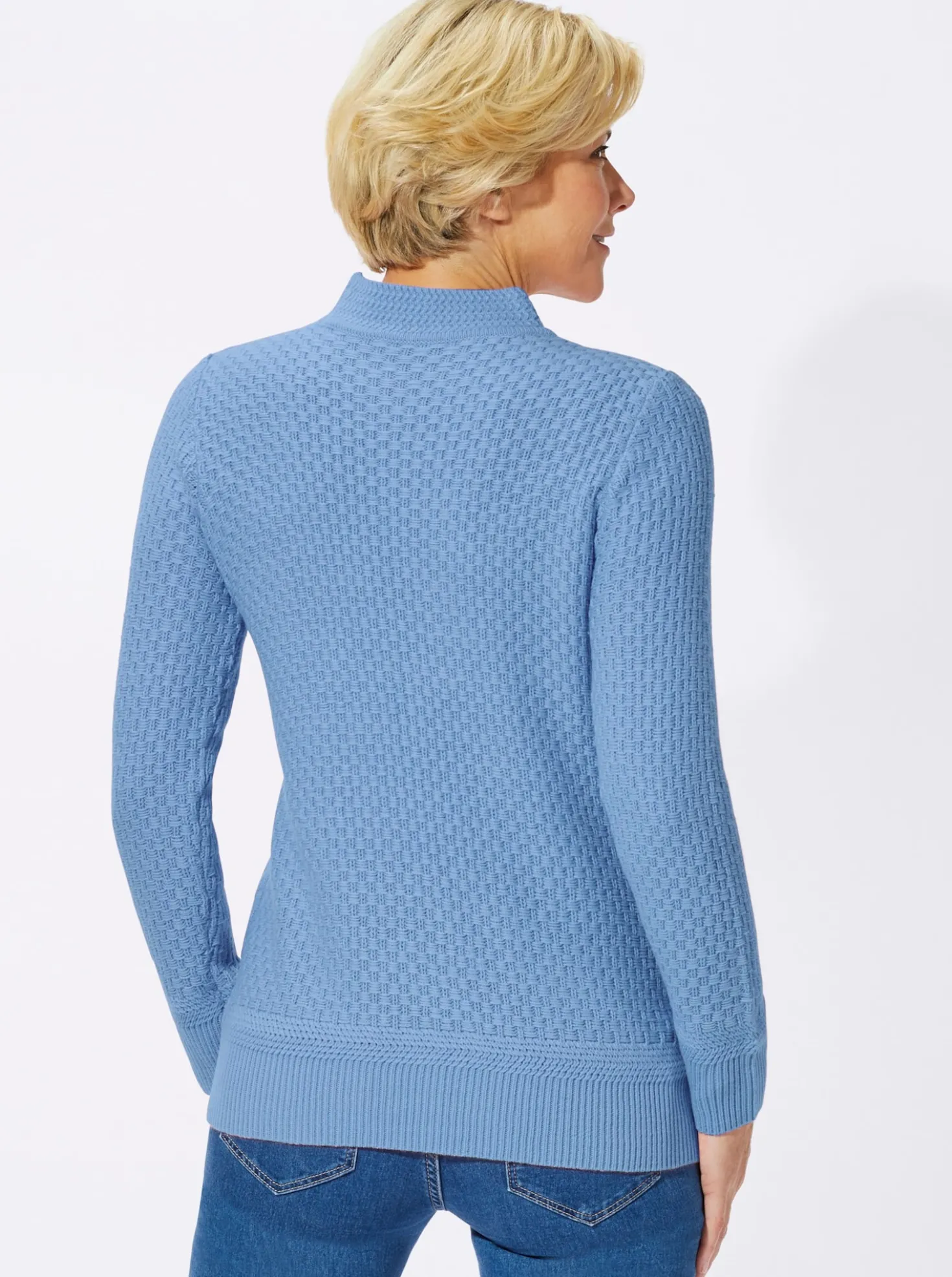 Stehkragenpullover mit Struktur-Muster