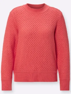 Stehkragenpullover mit Struktur-Muster