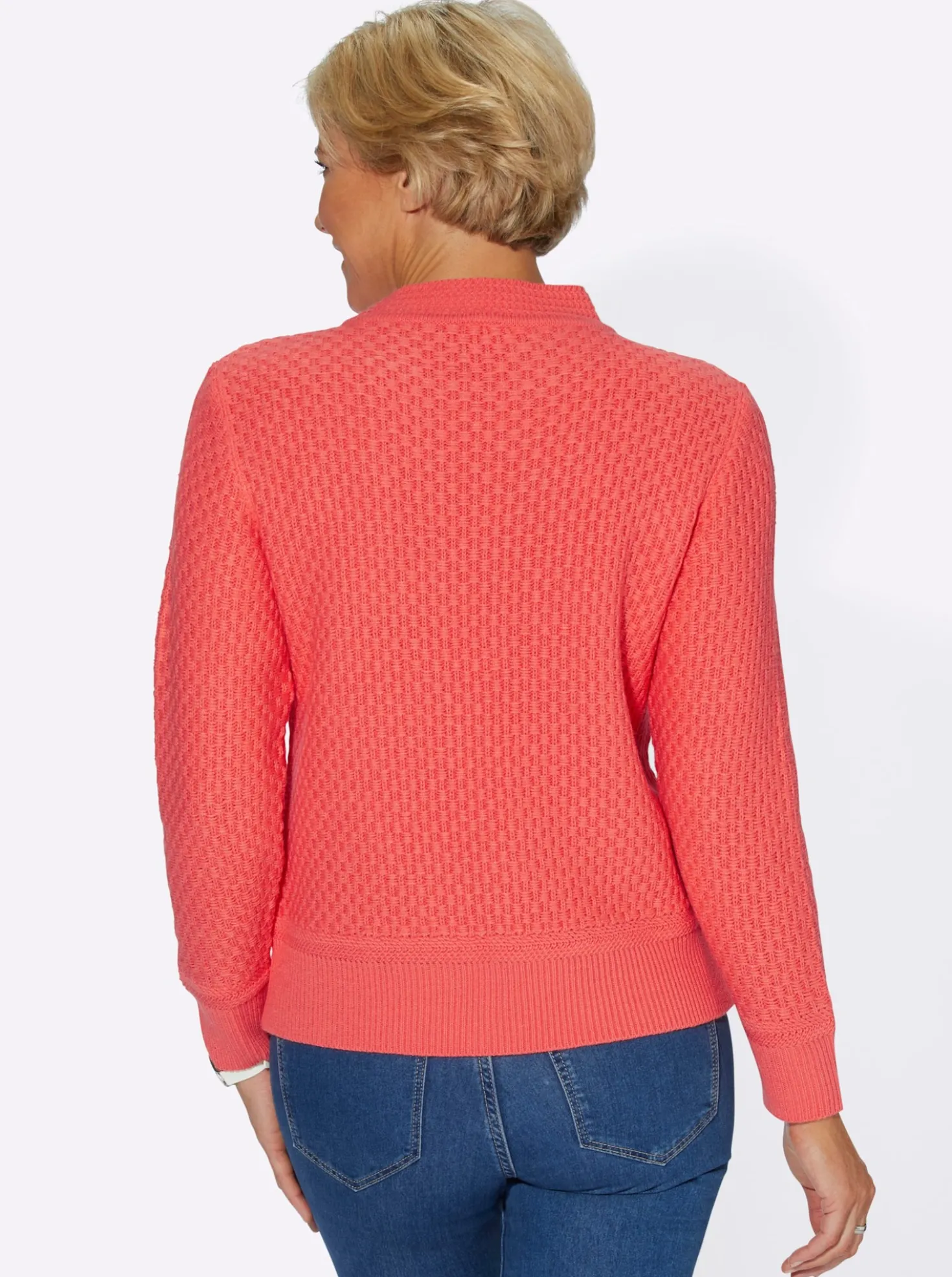 Stehkragenpullover mit Struktur-Muster