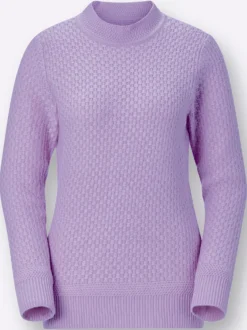 Stehkragenpullover mit Struktur-Muster