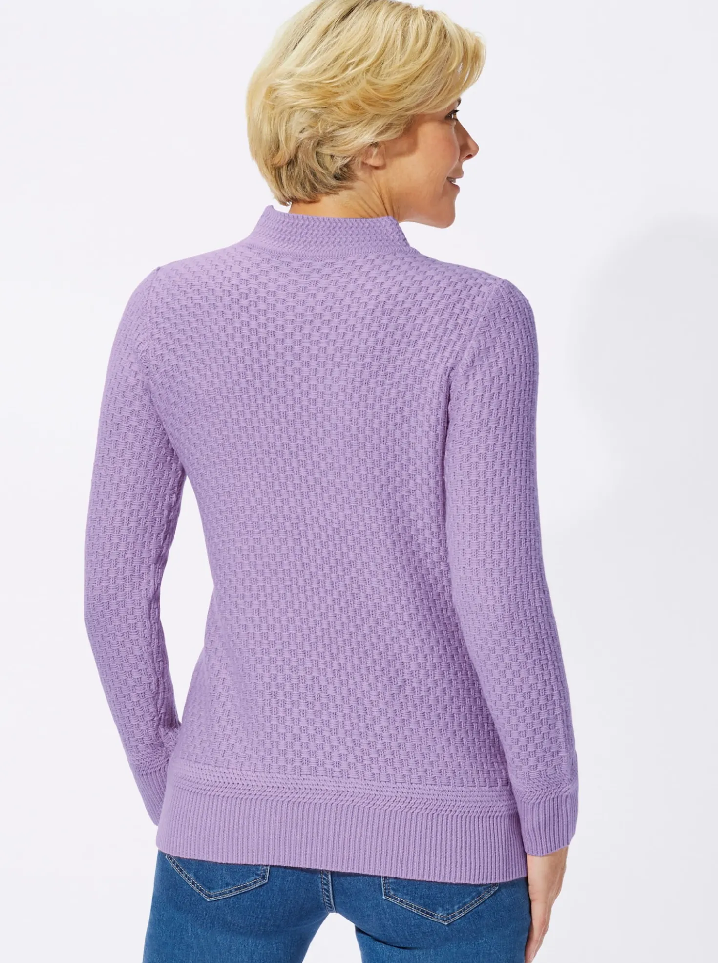 Stehkragenpullover mit Struktur-Muster