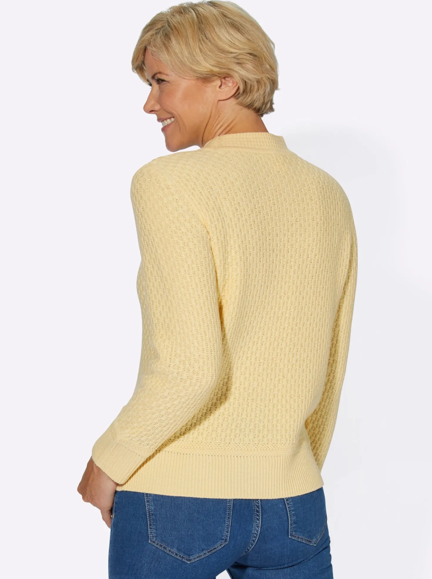 Stehkragenpullover mit Struktur-Muster