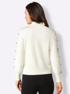 Stehkragenpullover mit Zierperlen