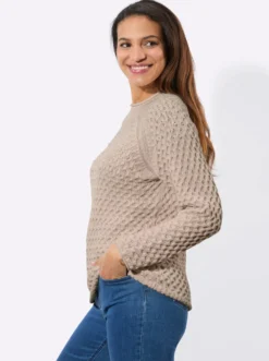 Stehkragenpullover mit Zierperlen