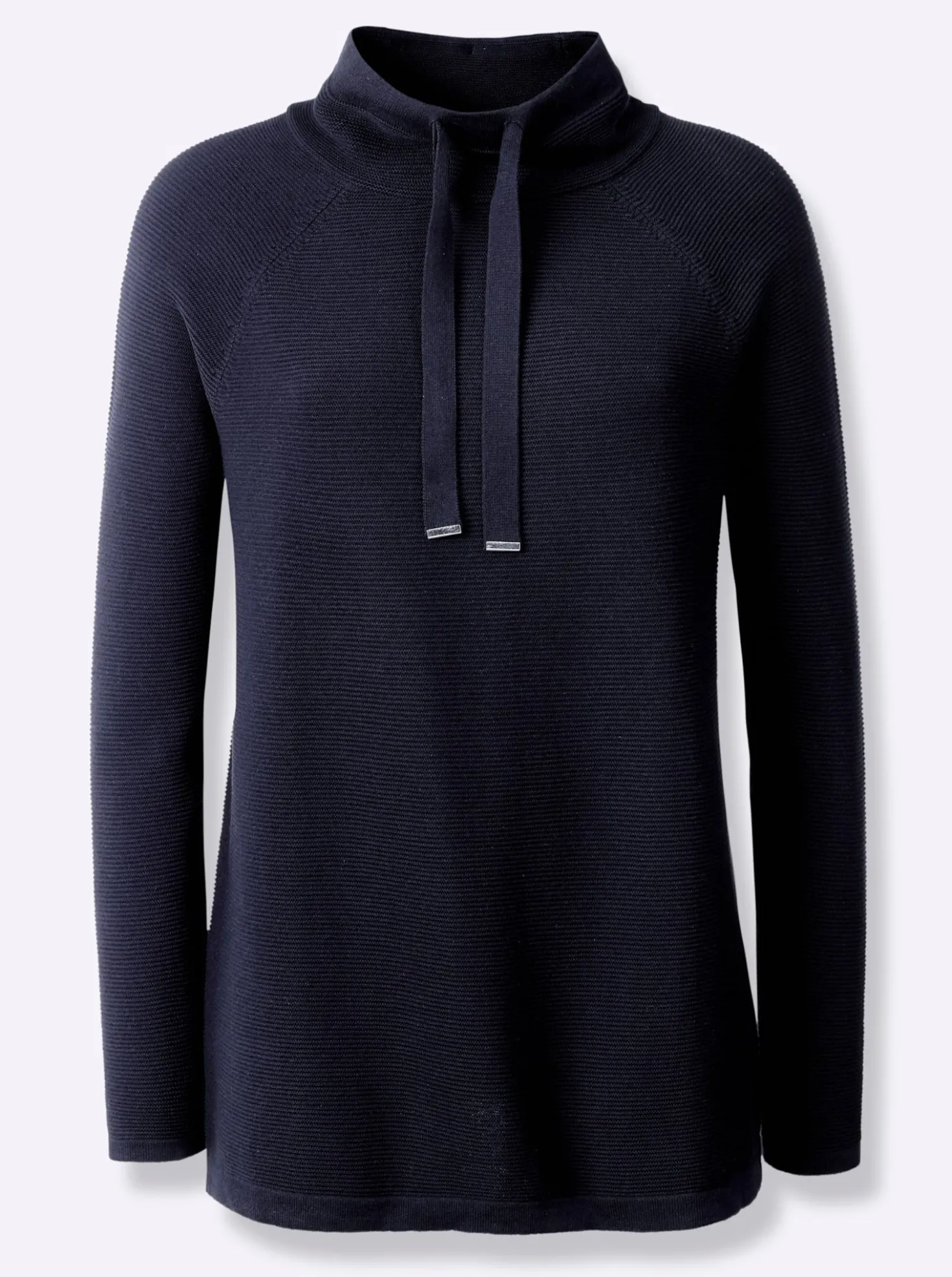Stehkragenpullover mit Zierbändern