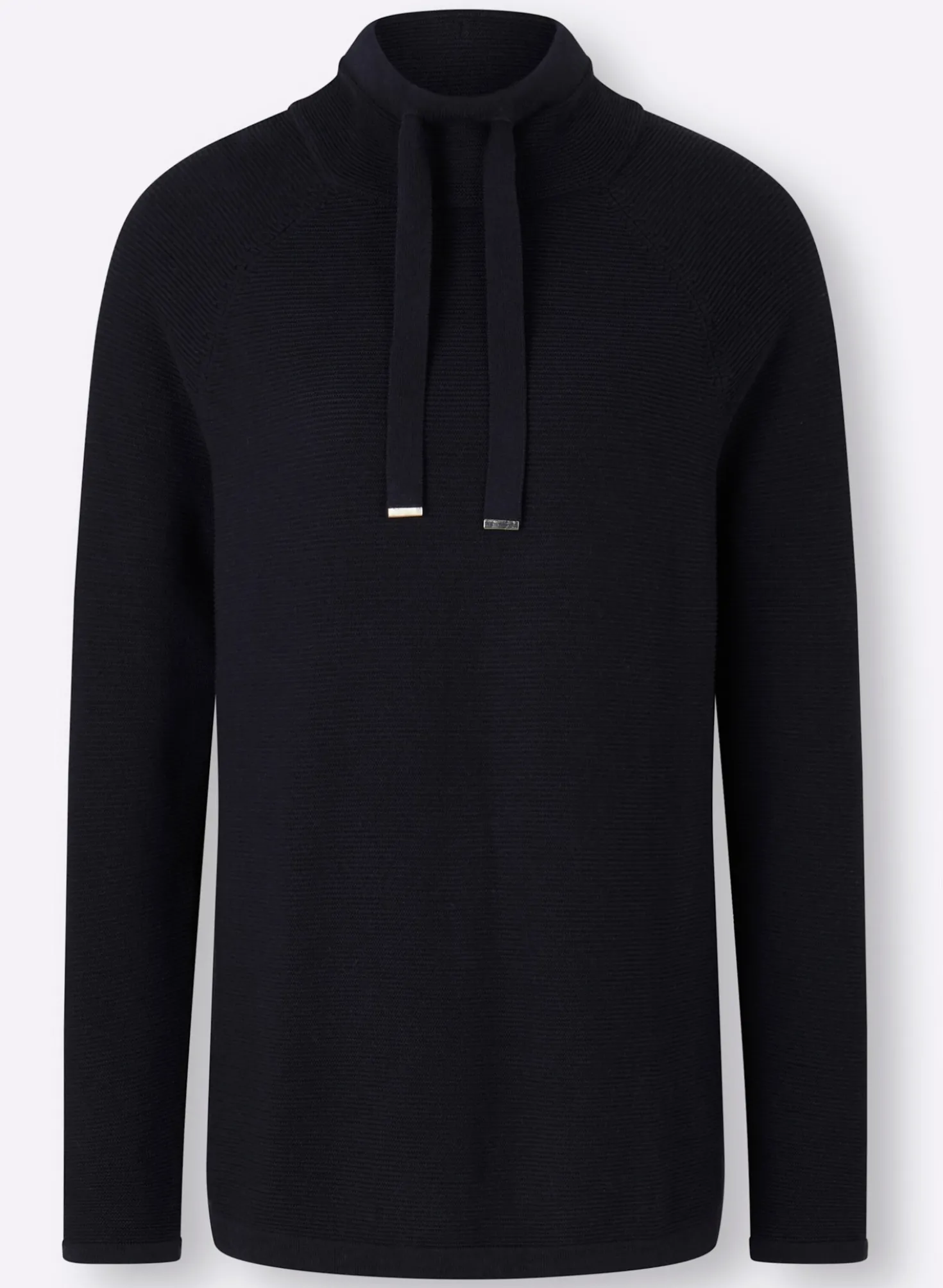 Stehkragenpullover mit Zierbändern