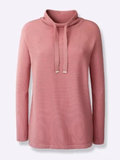 Stehkragenpullover mit Zierbändern