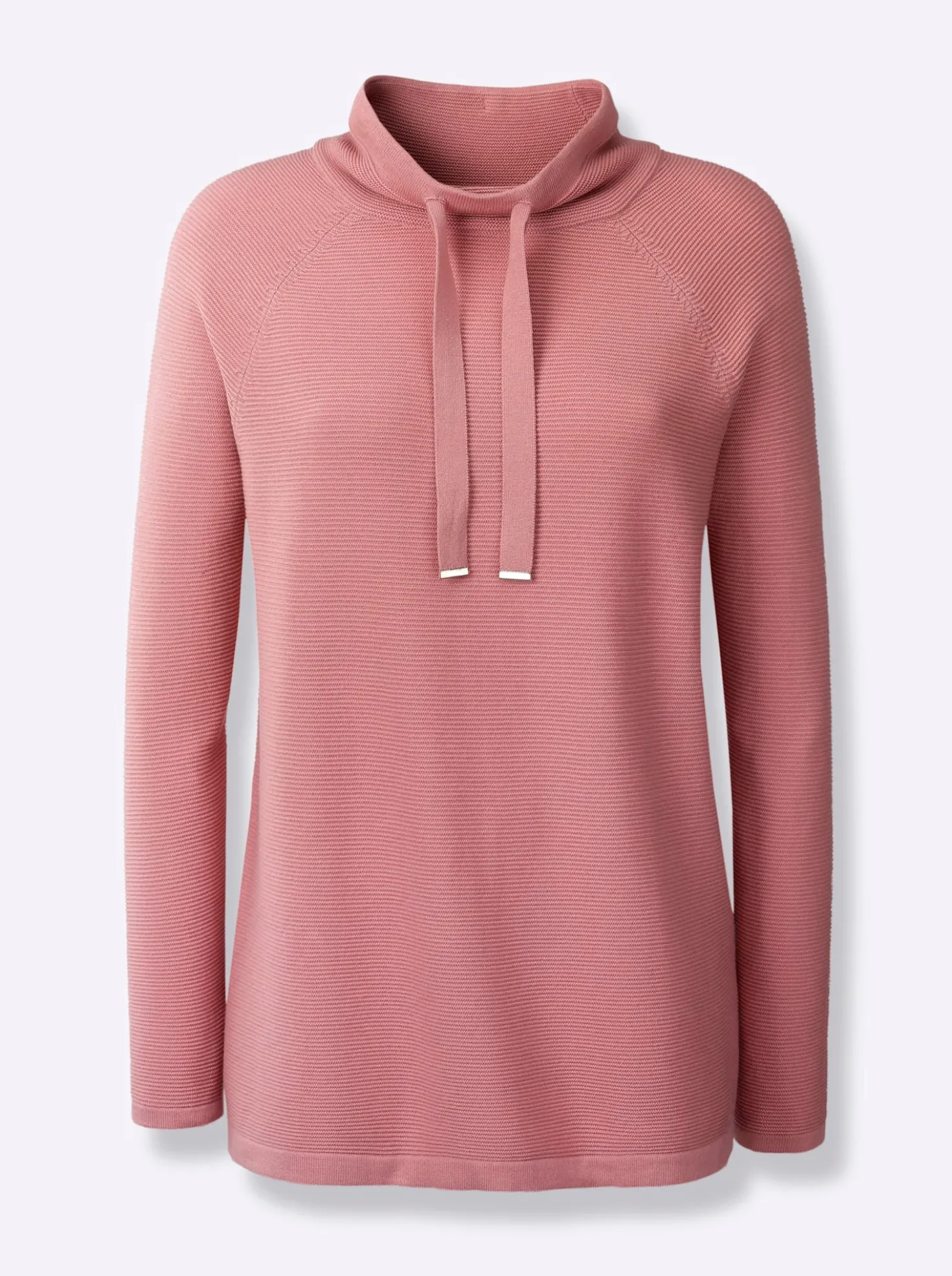Stehkragenpullover mit Zierbändern