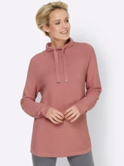 Stehkragenpullover mit Zierbändern