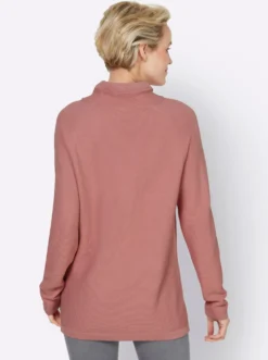 Stehkragenpullover mit Zierbändern