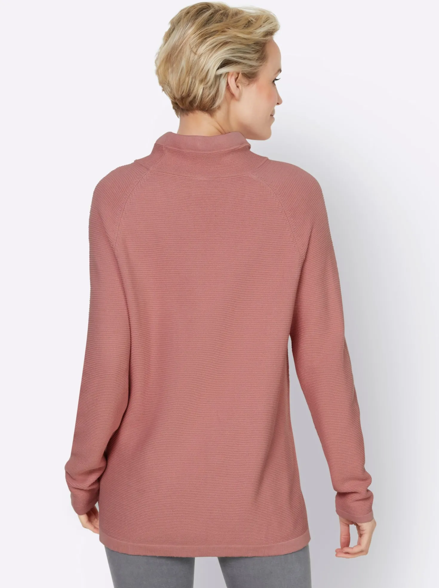 Stehkragenpullover mit Zierbändern