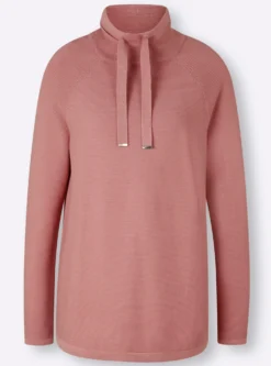 Stehkragenpullover mit Zierbändern