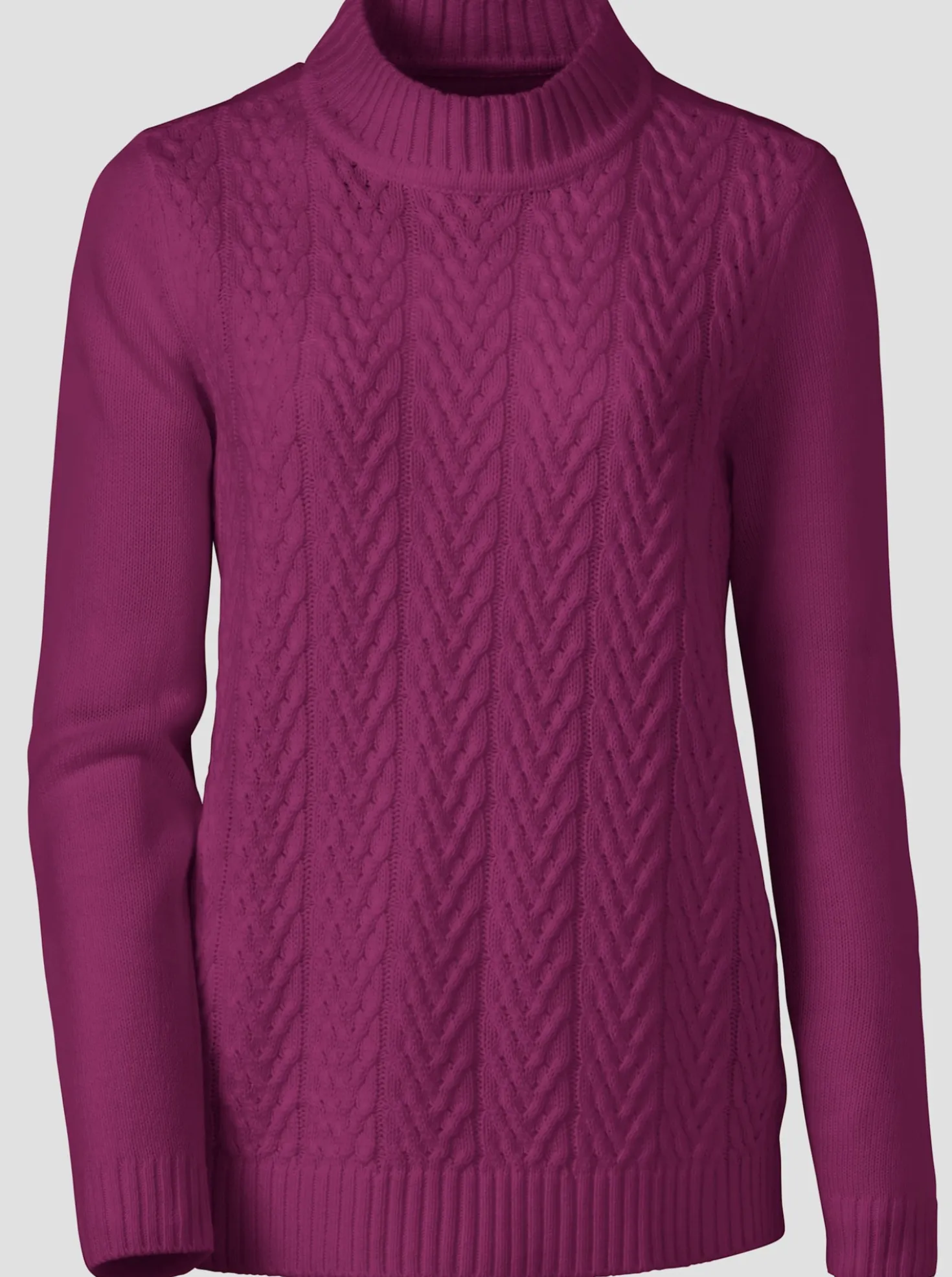 Stehkragenpullover mit Zopfmuster