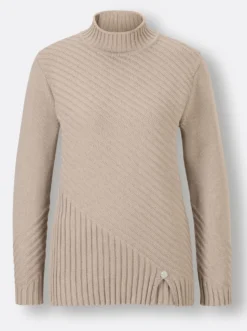 Stehkragenpullover Schlitz am Saum