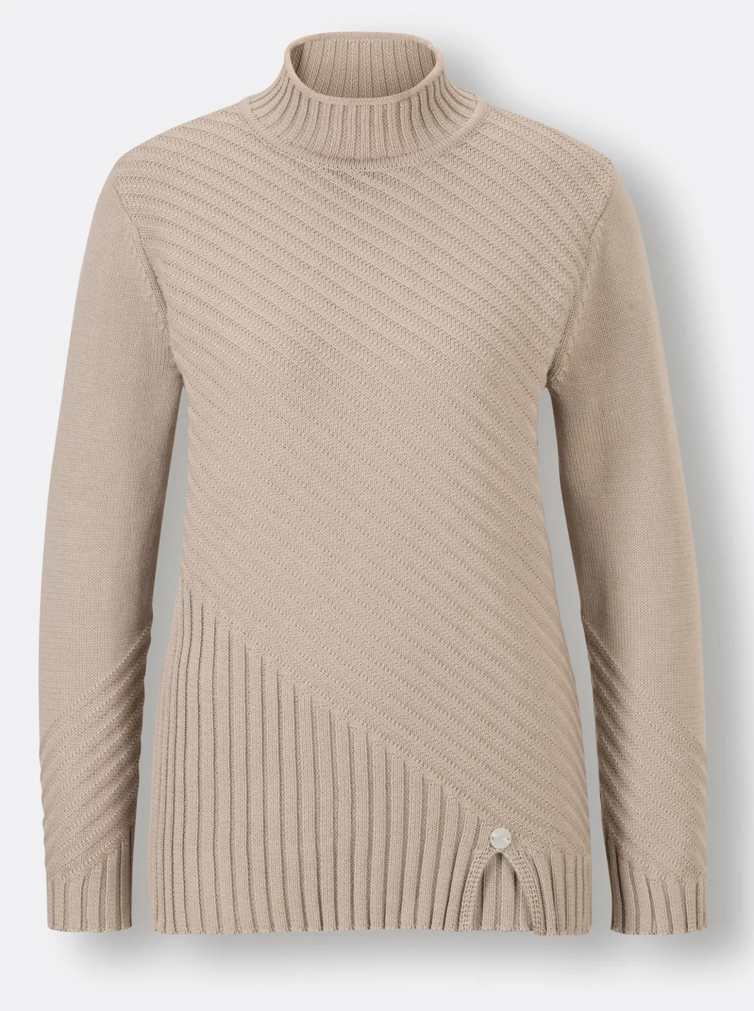 Stehkragenpullover Schlitz am Saum