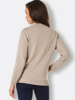 Stehkragenpullover Schlitz am Saum